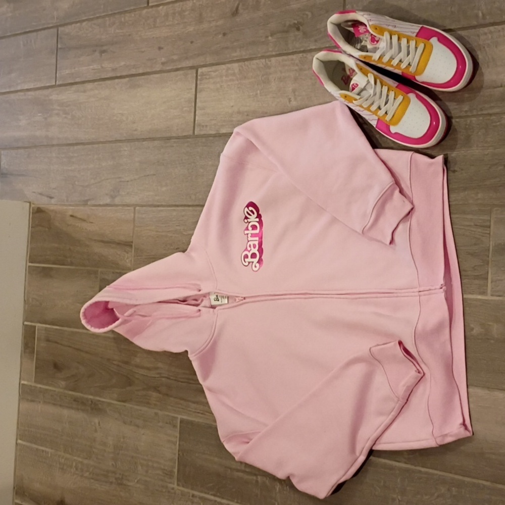 NWT Barbie Sneaker Shoes Pink/White Limited Edition 9 & Barbie Pink XXL Hoodie